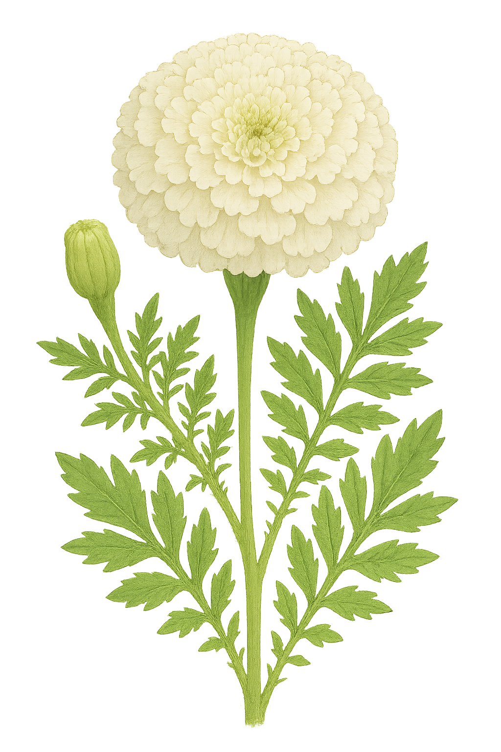 White Marigold Flower Drawing
