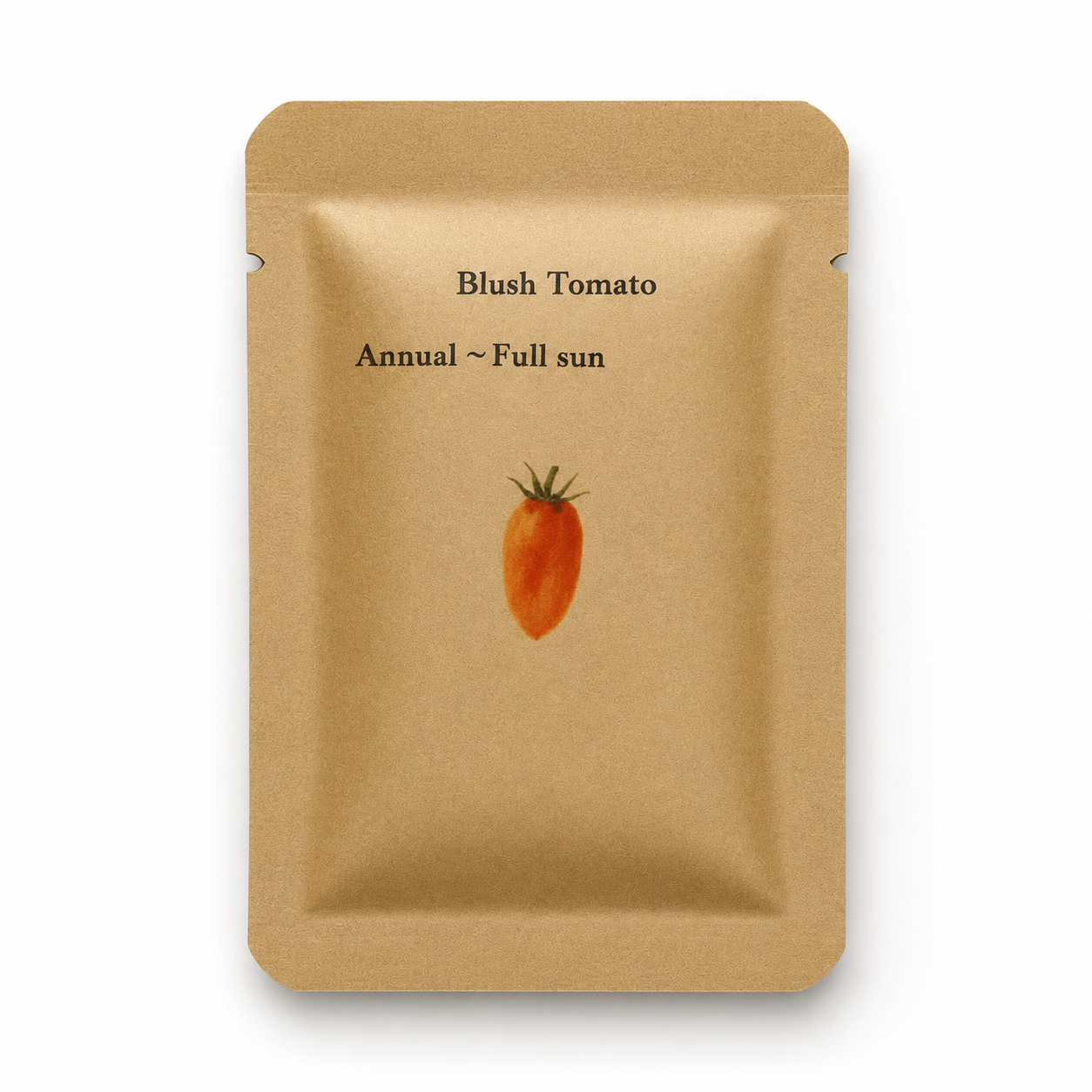 Blush Tomato Seeds — seed packet front — clean studio product photo